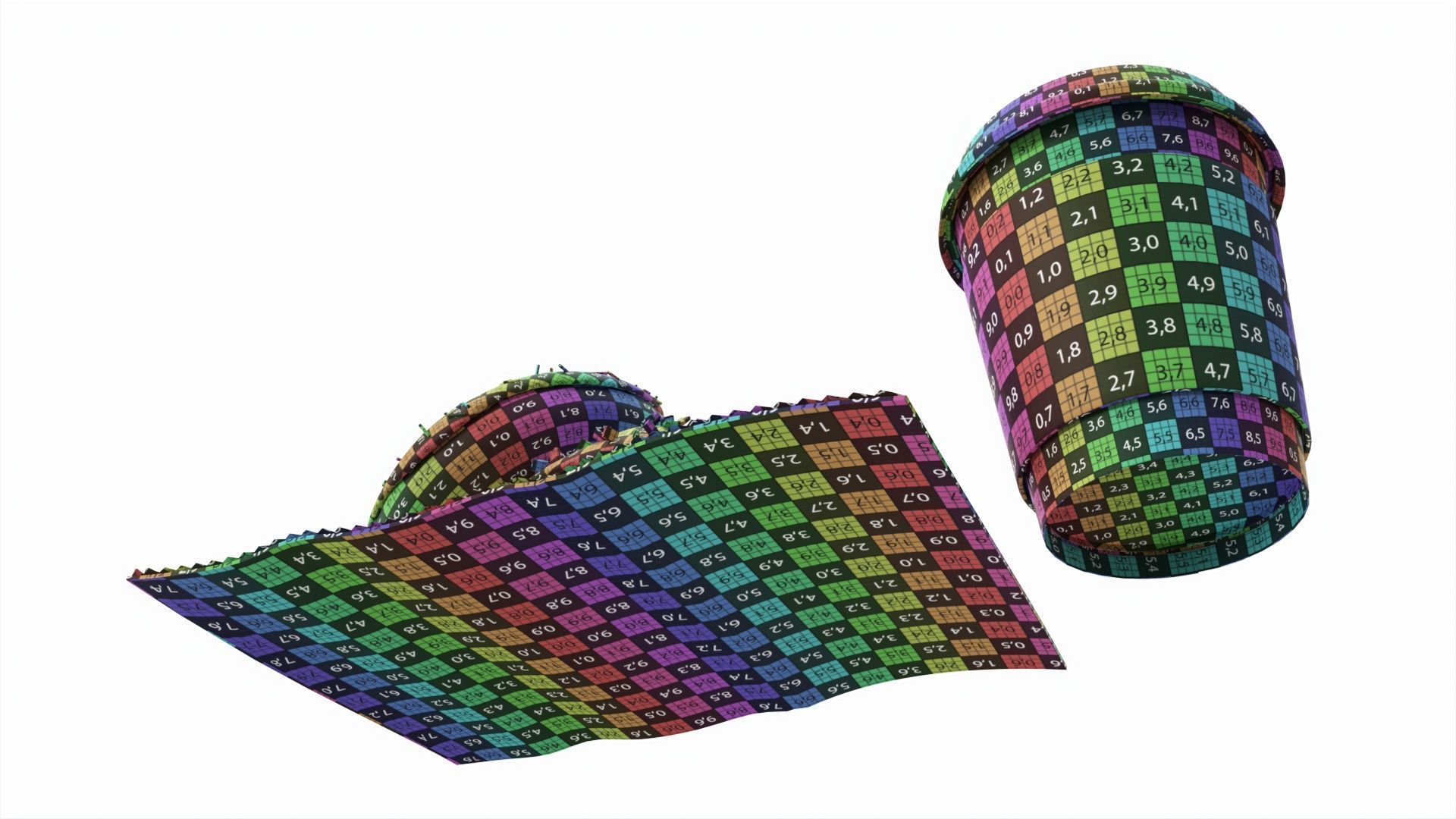 Paper coffee cup with pair of donuts 3D model_10