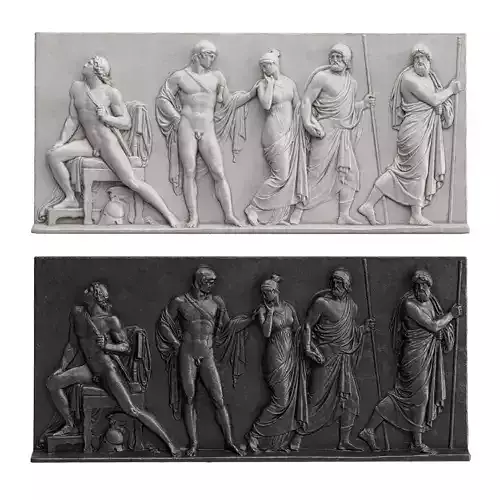 Greek Roman Relief panel Low-poly 3D model
