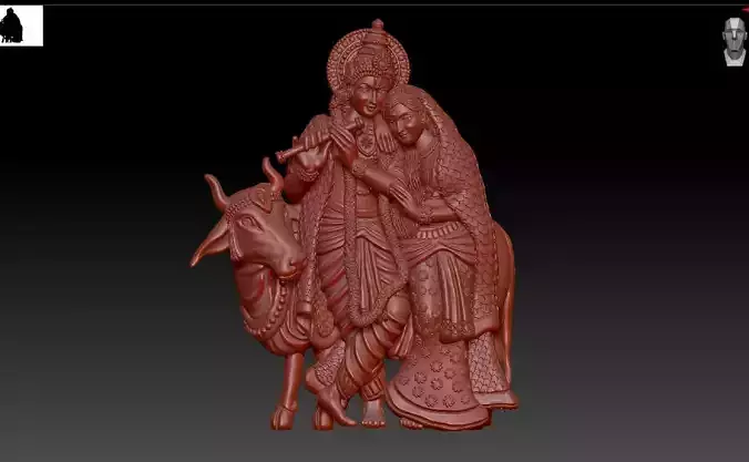 RATHA KIRSHNA WITH COW 3D print model