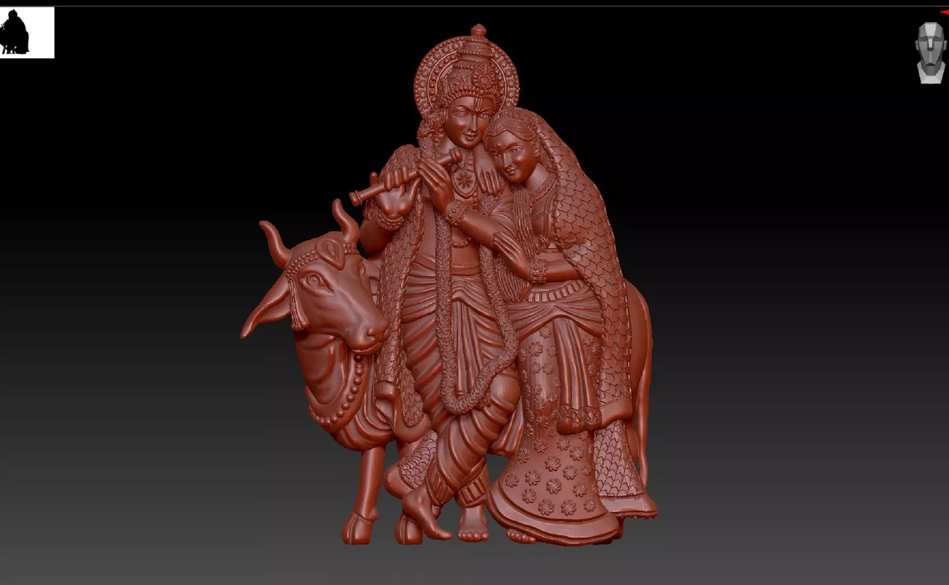 RATHA KIRSHNA WITH COW 3D print model_0