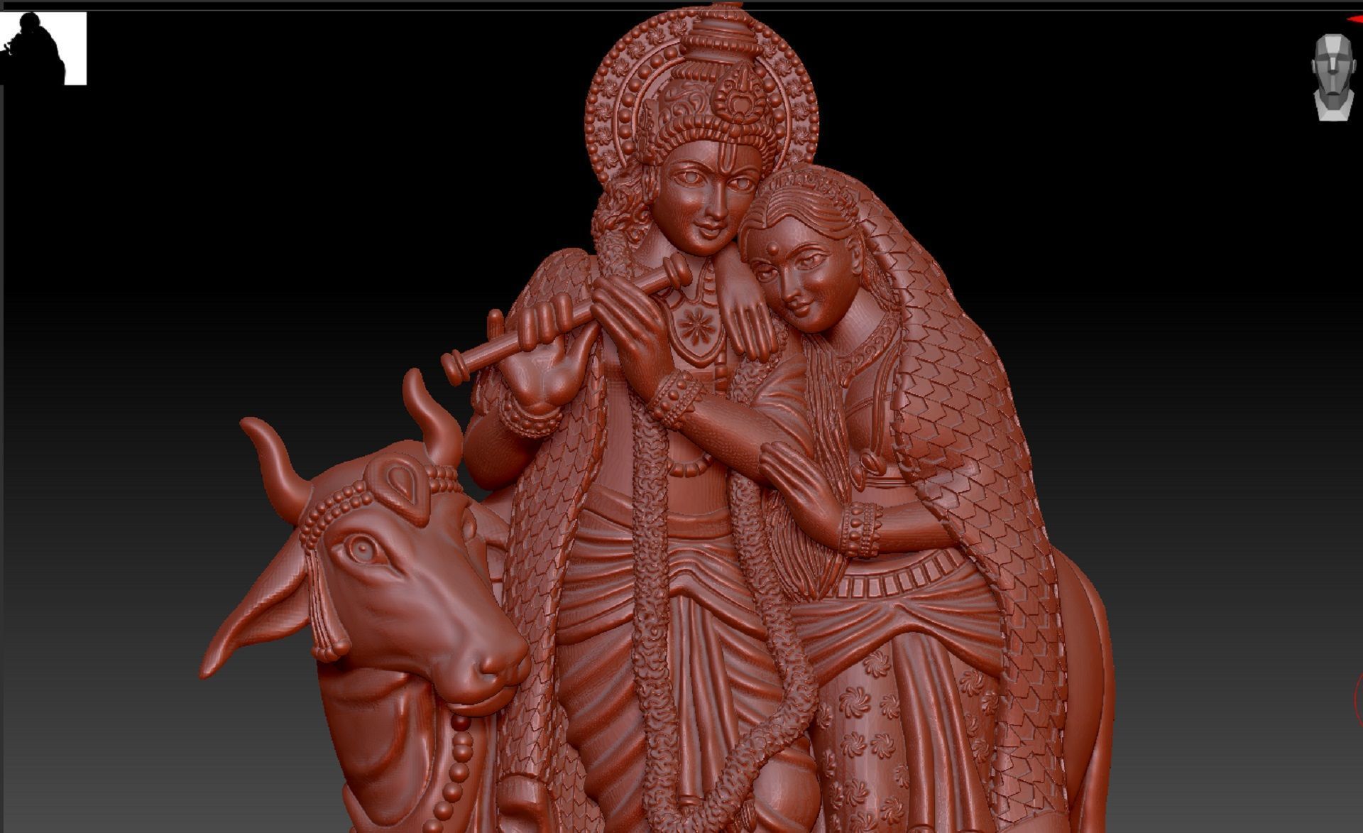 RATHA KIRSHNA WITH COW 3D print model_1