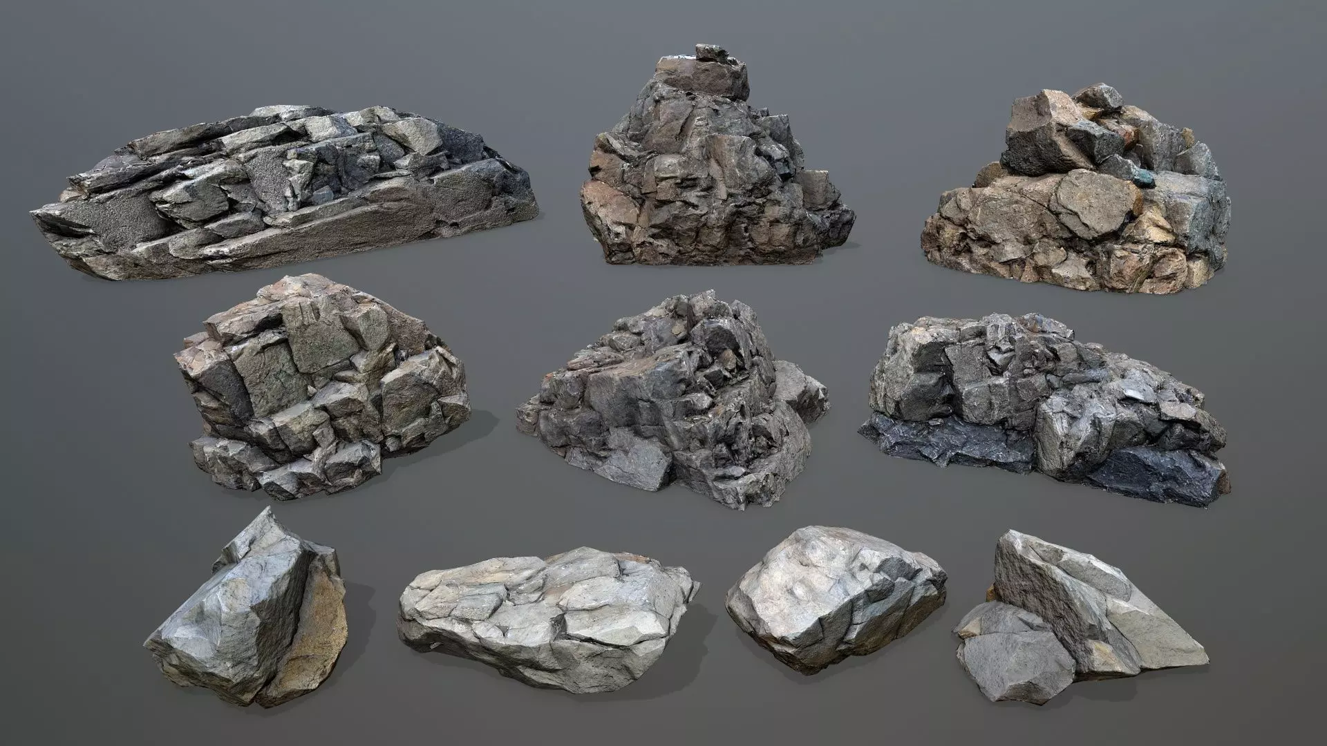 River Stones Low-poly 3D model_0