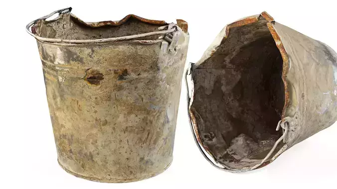 Old dirty metal bucket 3D model