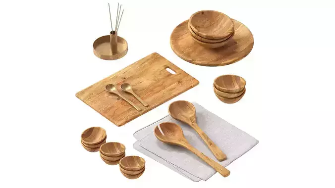  SET OF MANGO WOOD SALAD SERVERS accessories