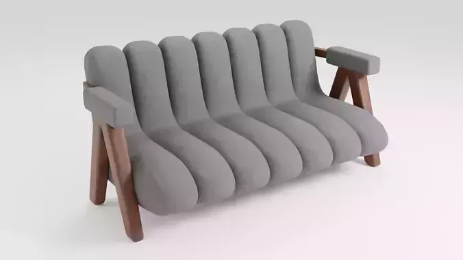 Sofa in dark colors with Japanese notes in Wabi-Sabi style