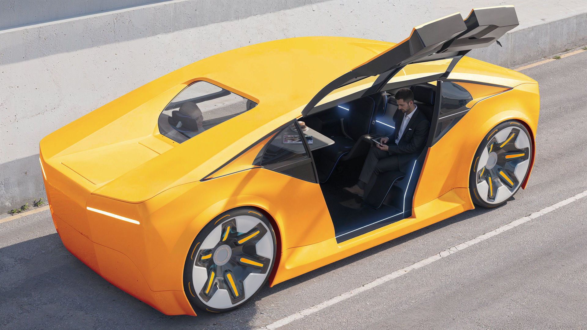 Futuristic electric car concept - driverless vehicle  3D model_8