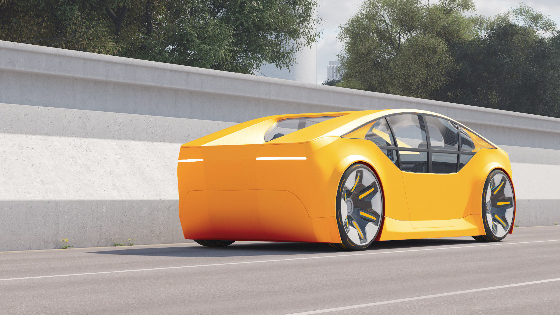 Futuristic electric car concept - driverless vehicle  3D model_3
