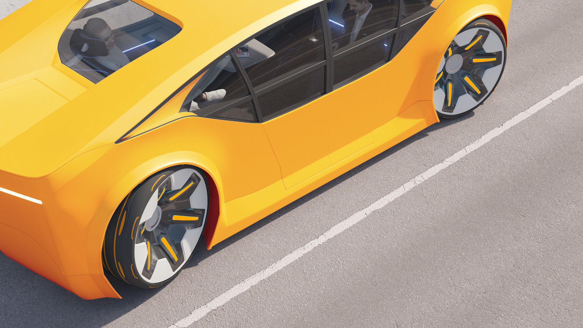 Futuristic electric car concept - driverless vehicle  3D model_17