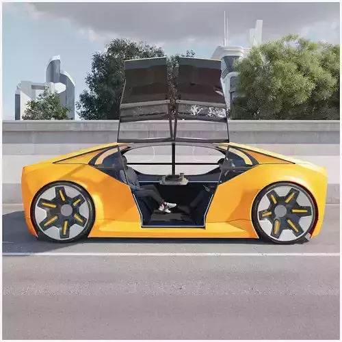 Futuristic electric car concept - driverless vehicle  3D model
