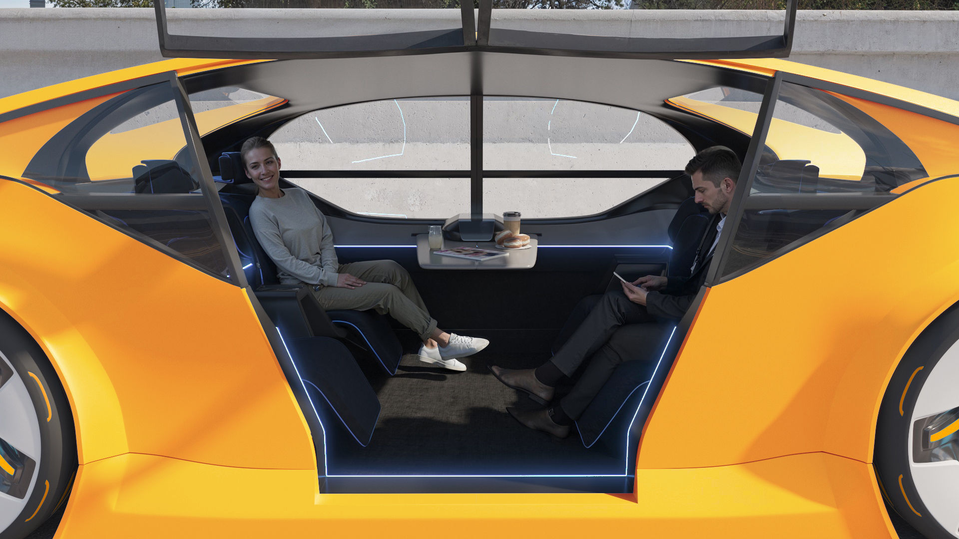 Futuristic electric car concept - driverless vehicle  3D model_9