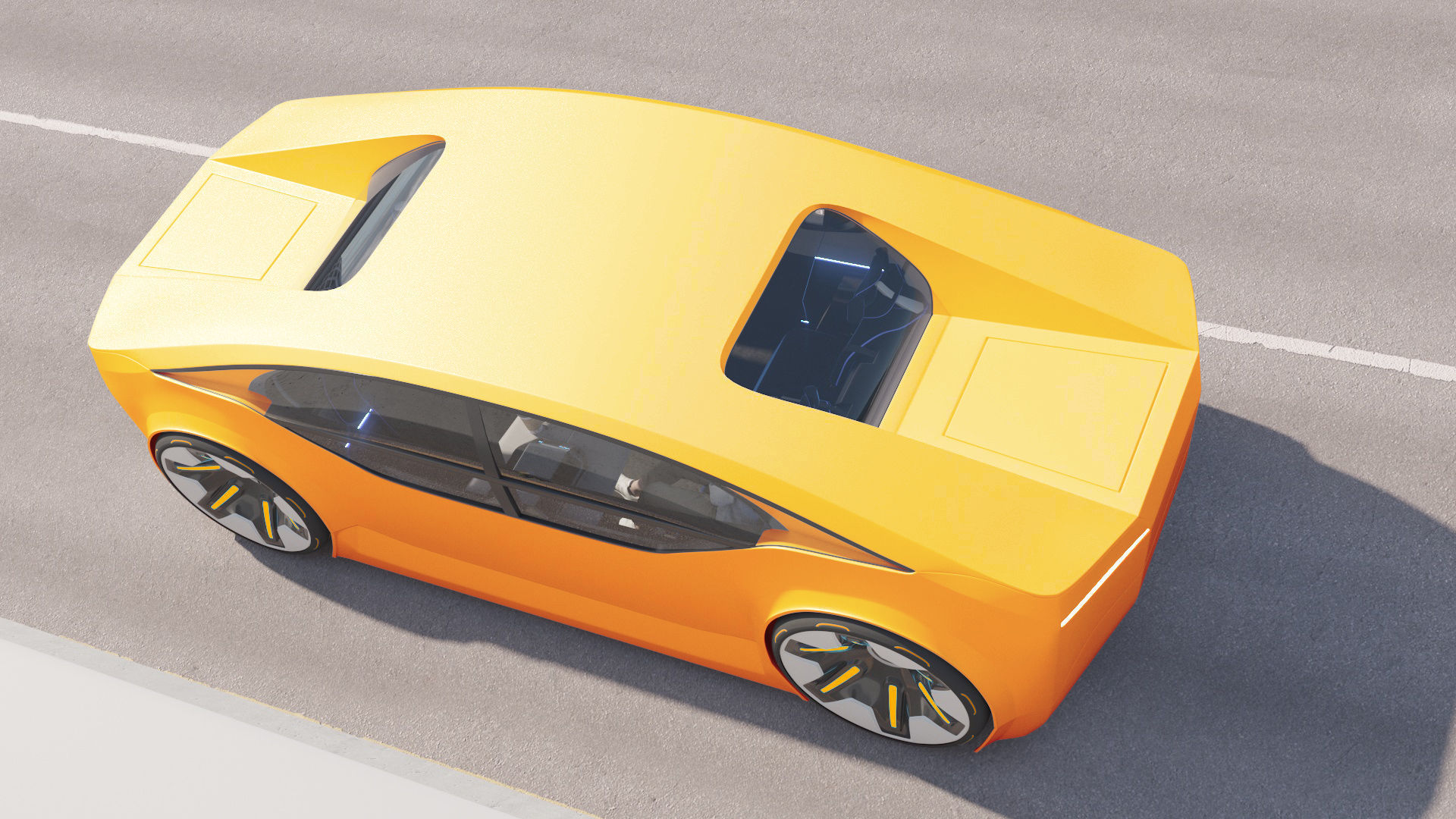 Futuristic electric car concept - driverless vehicle  3D model_5