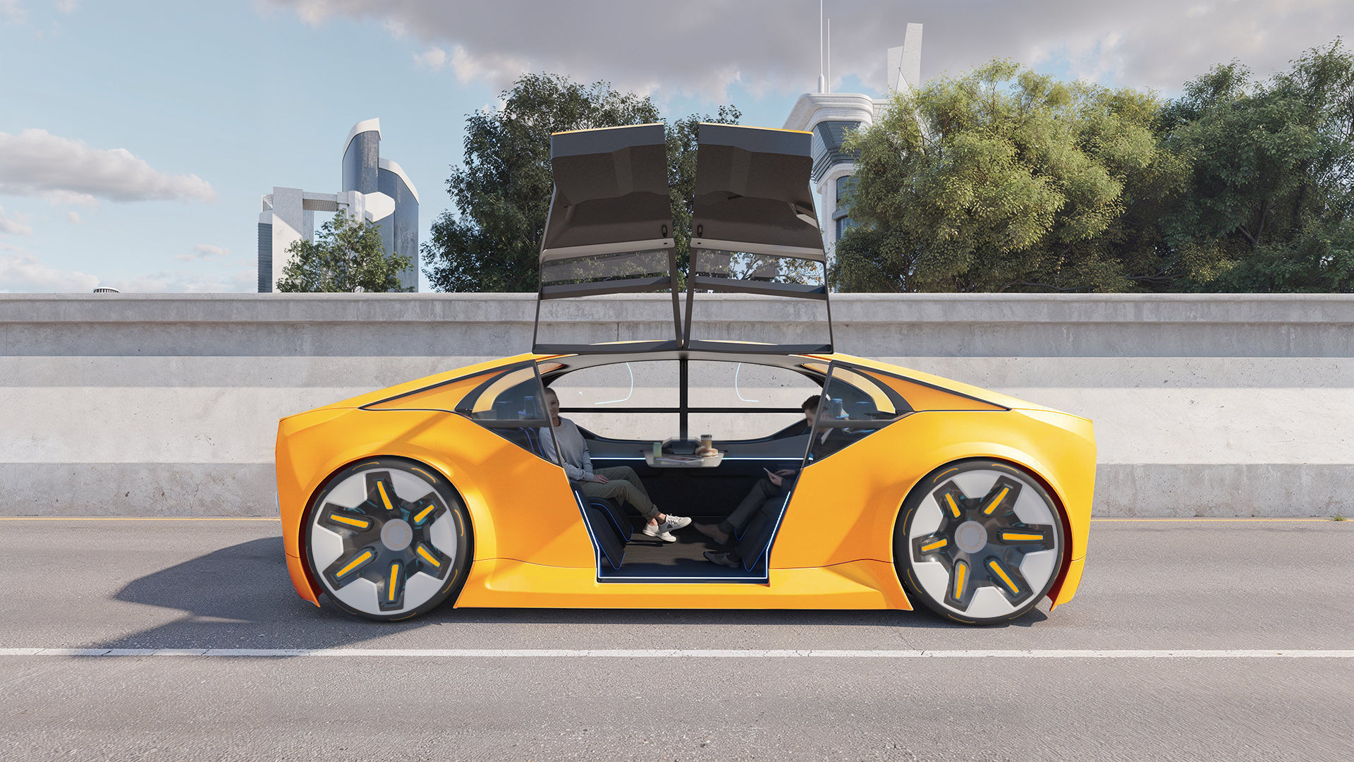 Futuristic electric car concept - driverless vehicle  3D model_7
