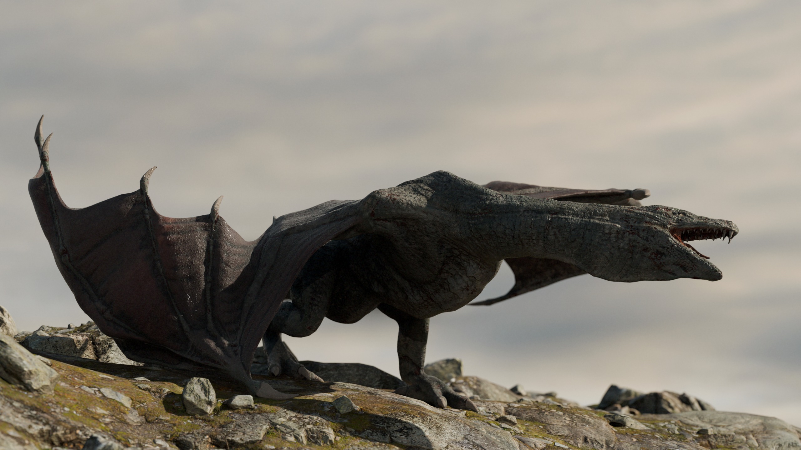 Old Dragon Game-ready rigged model Low-poly 3D model_3