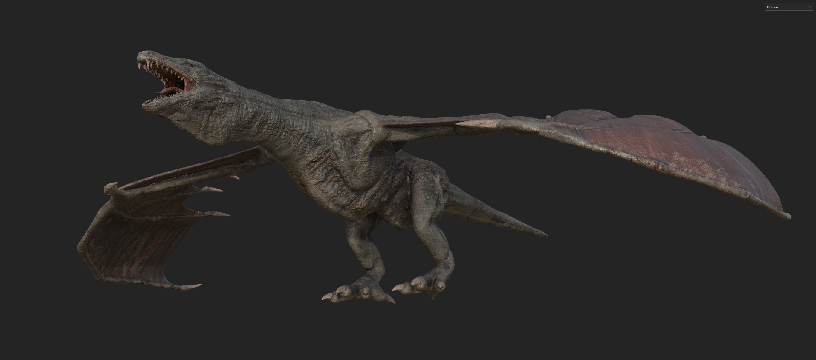 Old Dragon Game-ready rigged model Low-poly 3D model_11