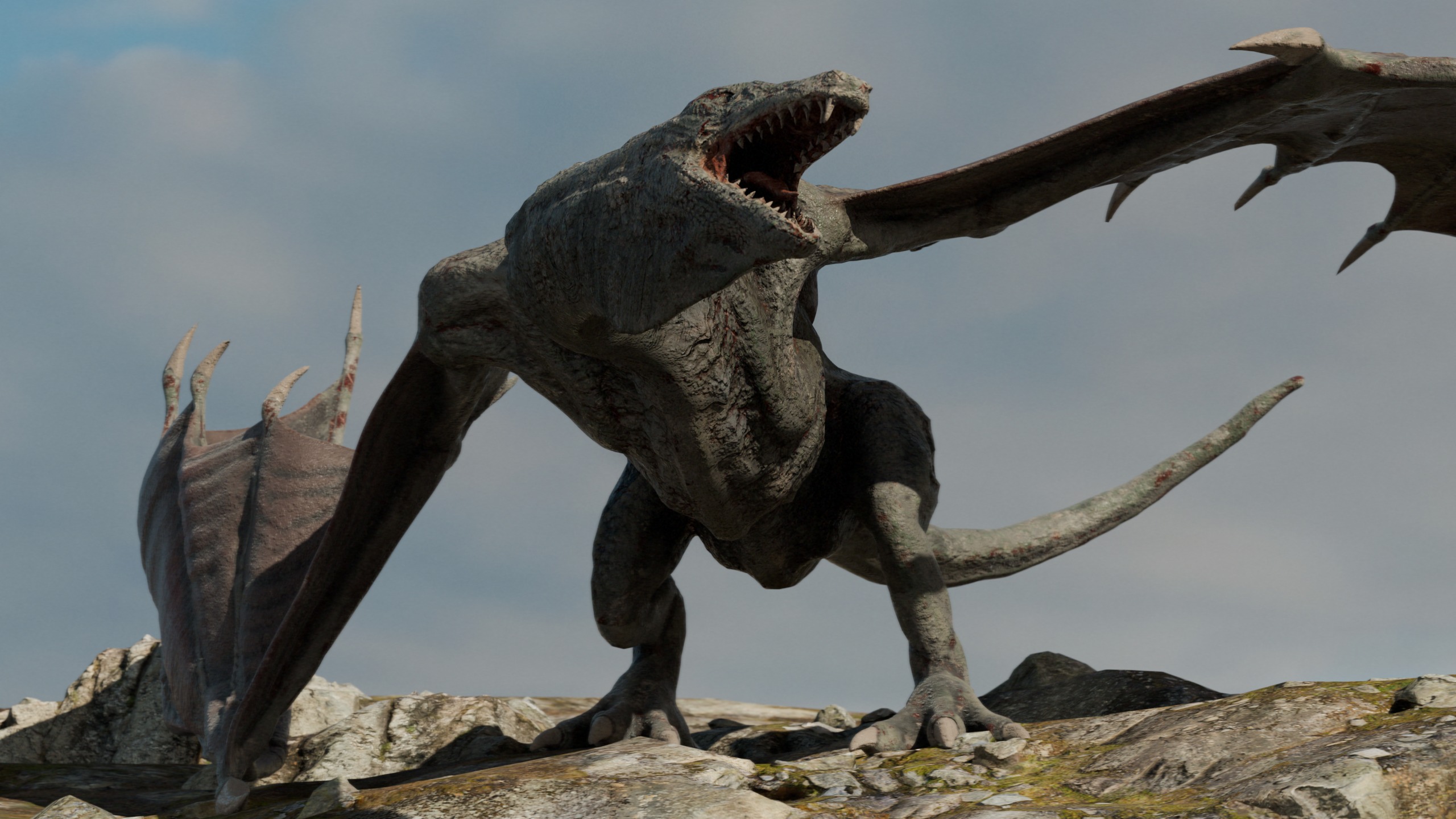 Old Dragon Game-ready rigged model Low-poly 3D model_1