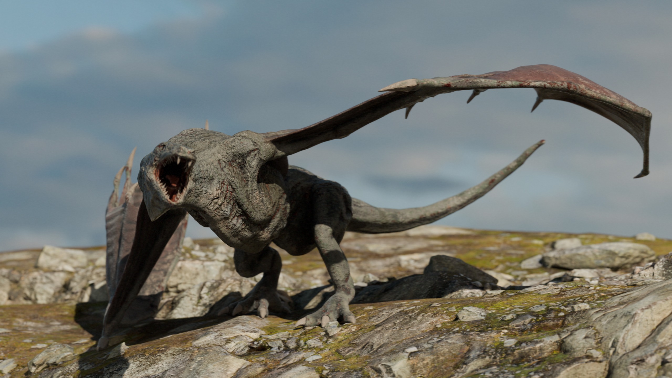 Old Dragon Game-ready rigged model Low-poly 3D model_4