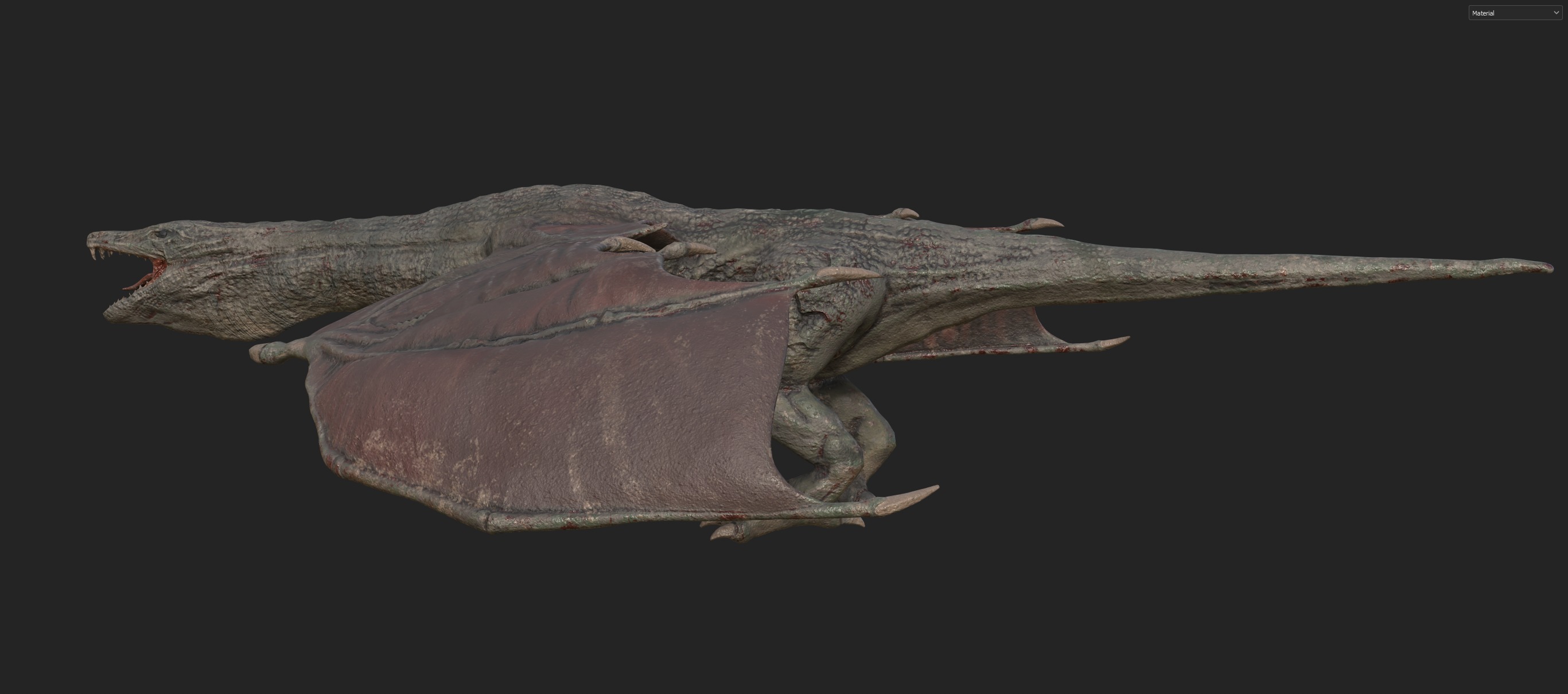 Old Dragon Game-ready rigged model Low-poly 3D model_9