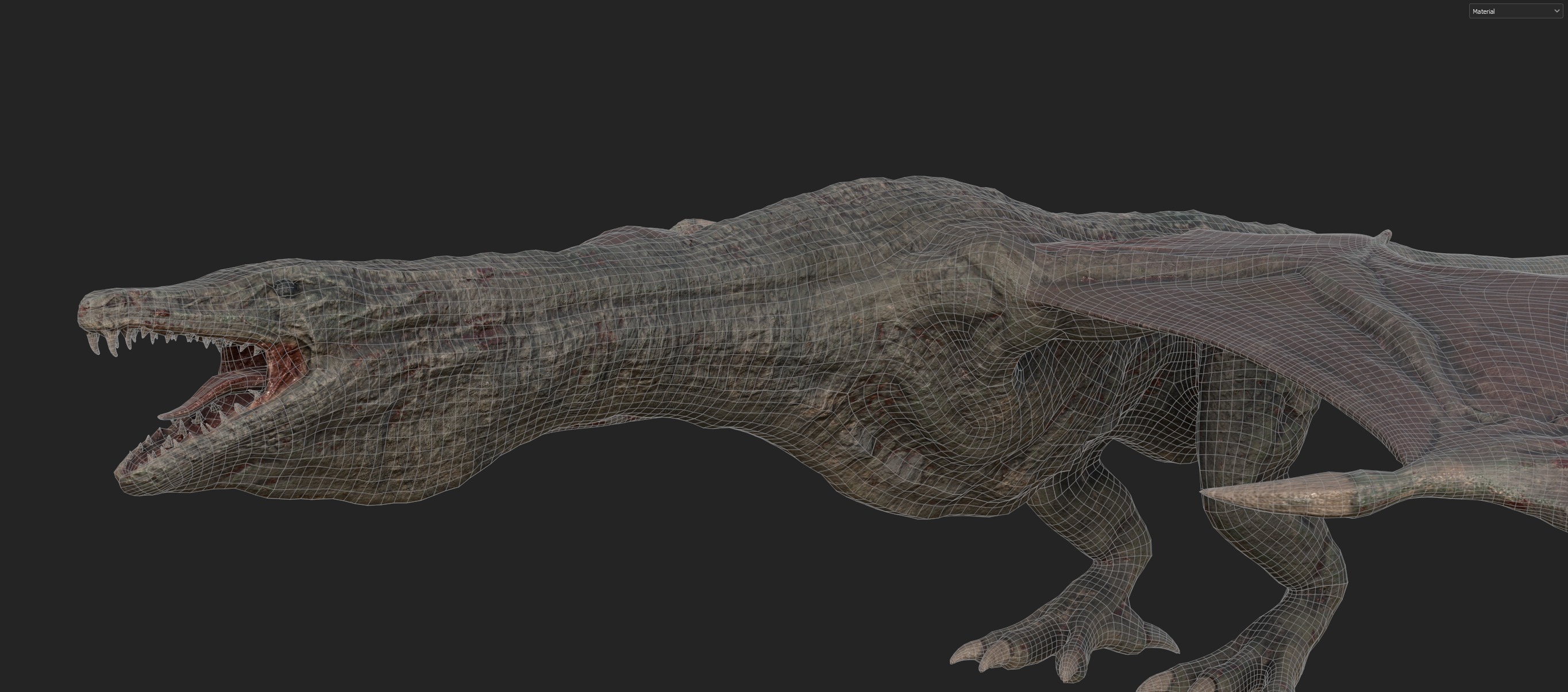 Old Dragon Game-ready rigged model Low-poly 3D model_8