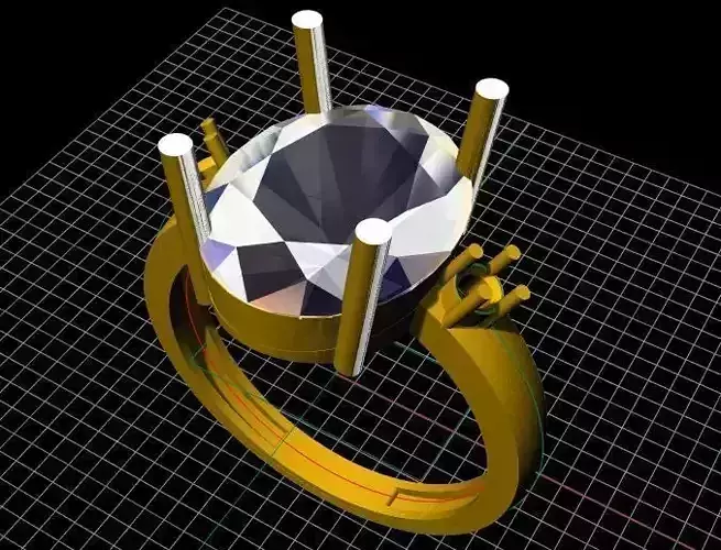 Oval Stone Ring 3dm file