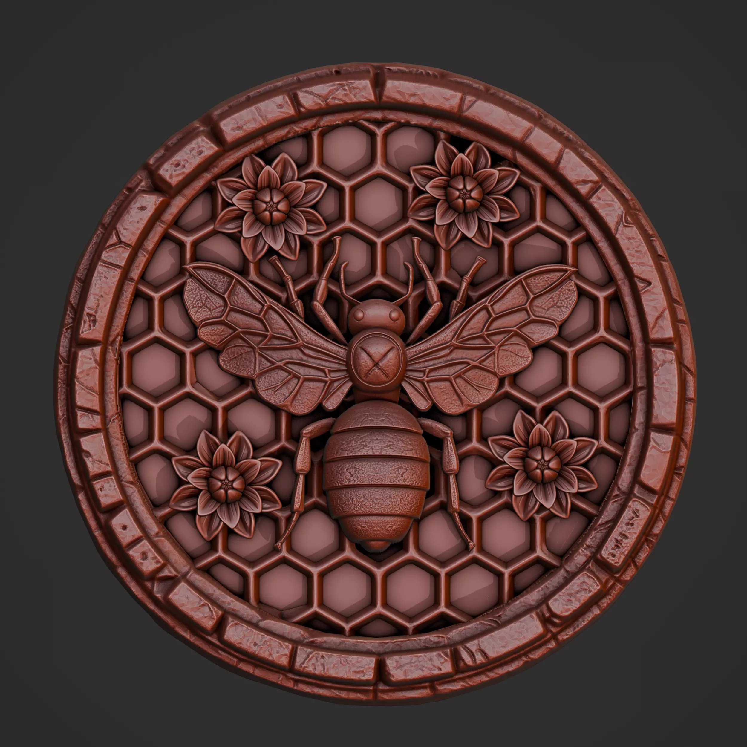 Bee and Honeycomb Relief for CNC and 3D Printing 3D print model