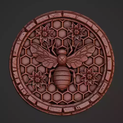 Bee and Honeycomb Relief for CNC and 3D Printing