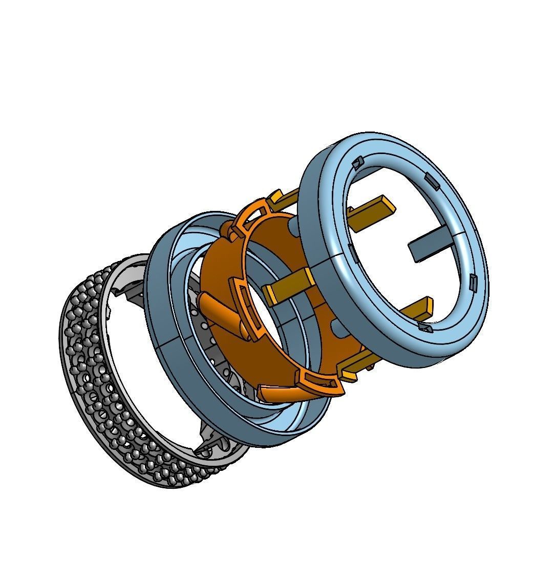 Mechanism ring stone colour changing  3D print model_3