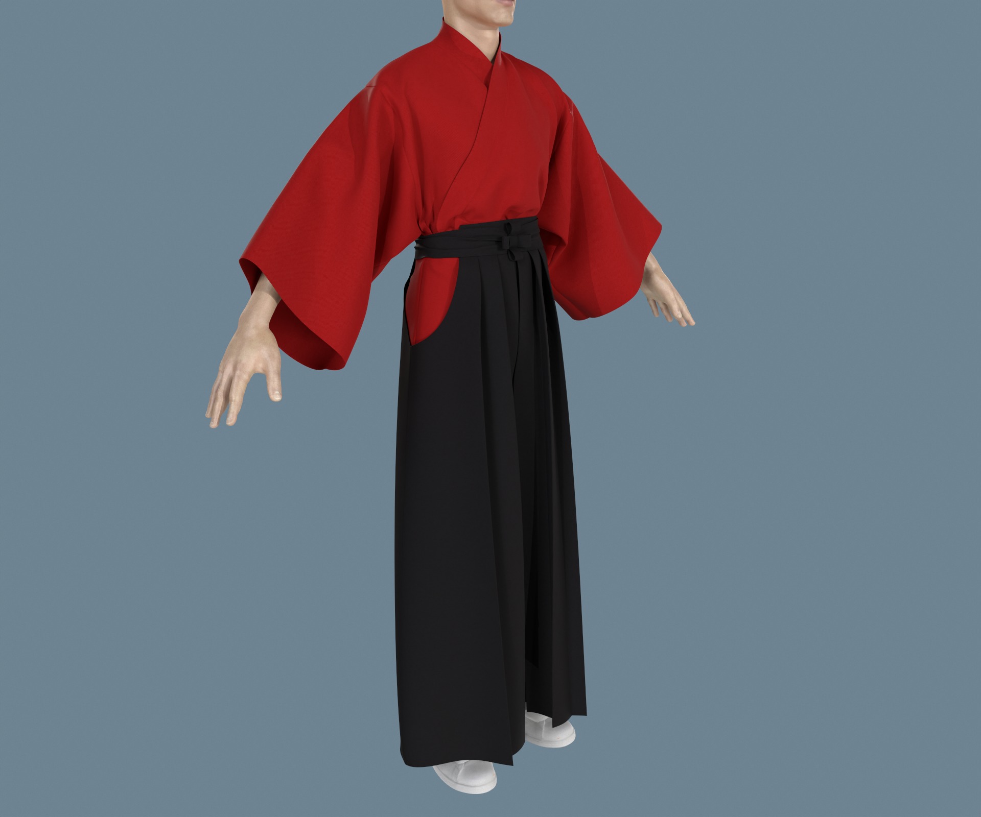 Samurai hakama Low-poly 3D model_3