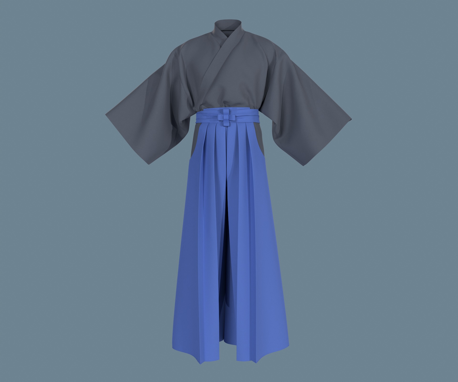 Samurai hakama Low-poly 3D model_9