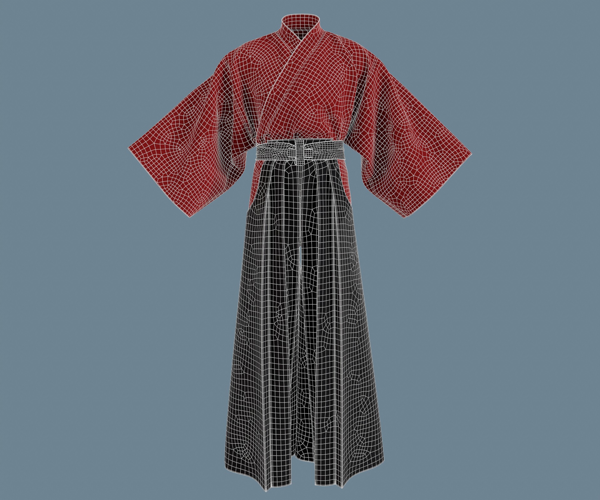 Samurai hakama Low-poly 3D model_20