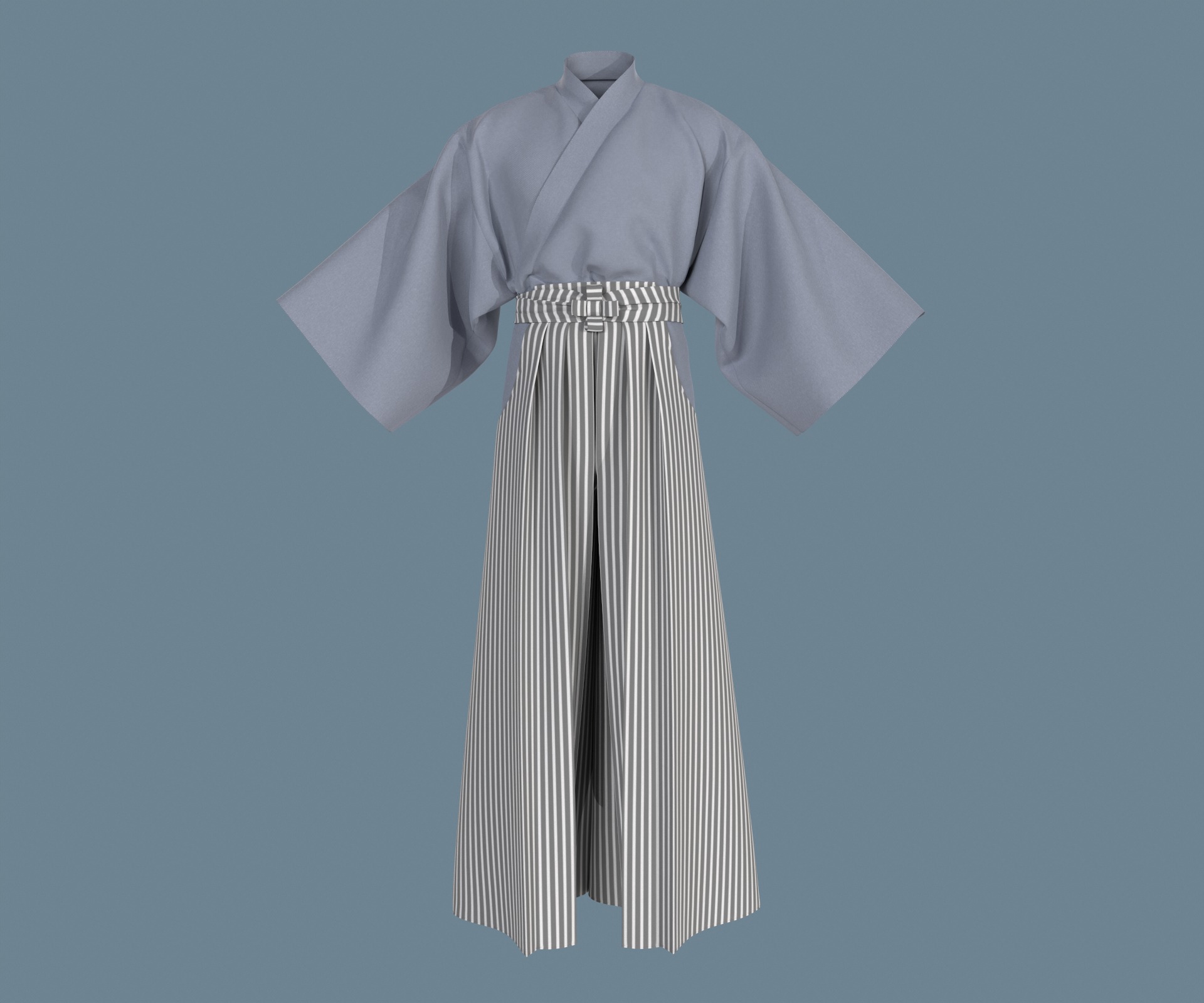 Samurai hakama Low-poly 3D model_8