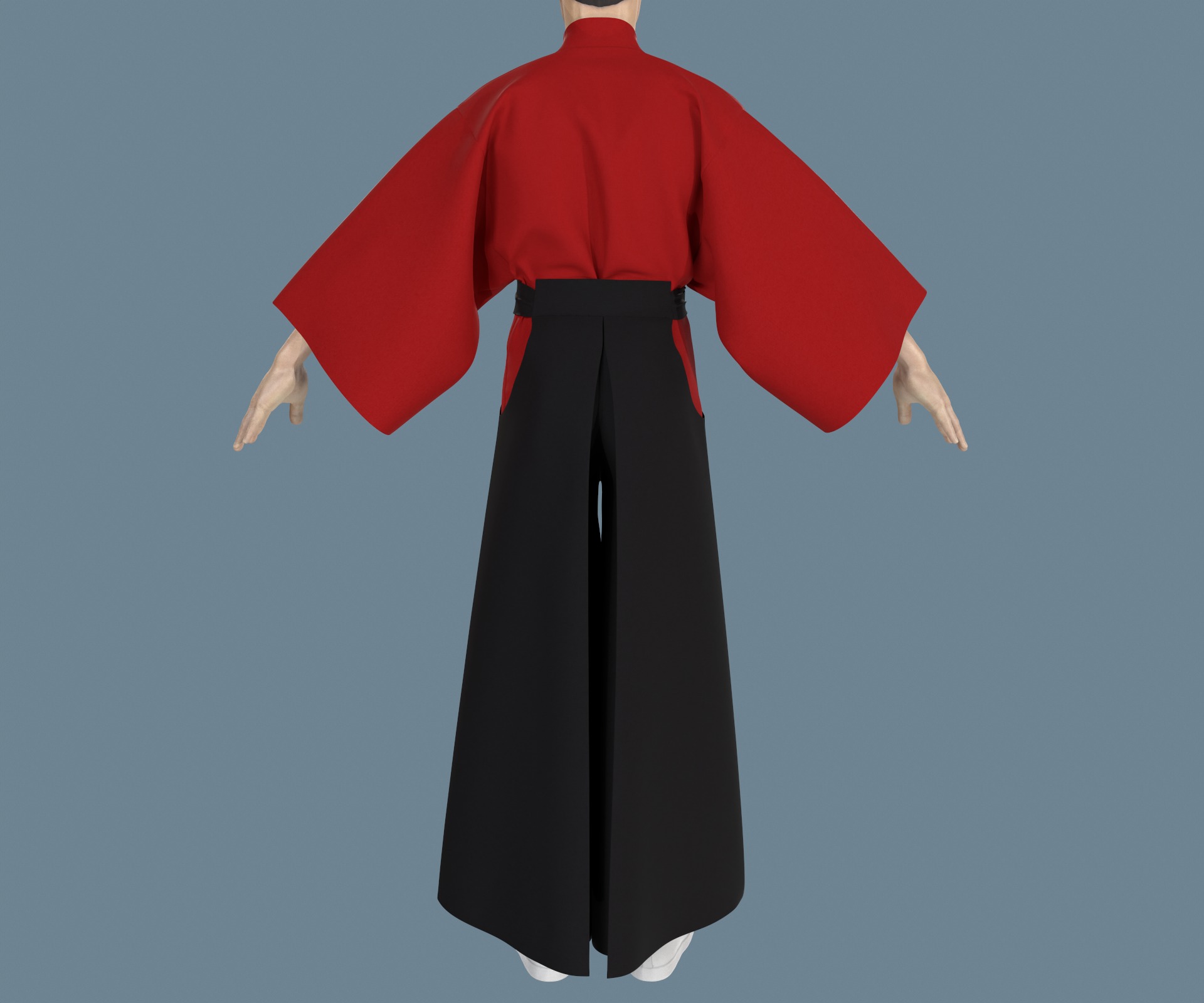 Samurai hakama Low-poly 3D model_6