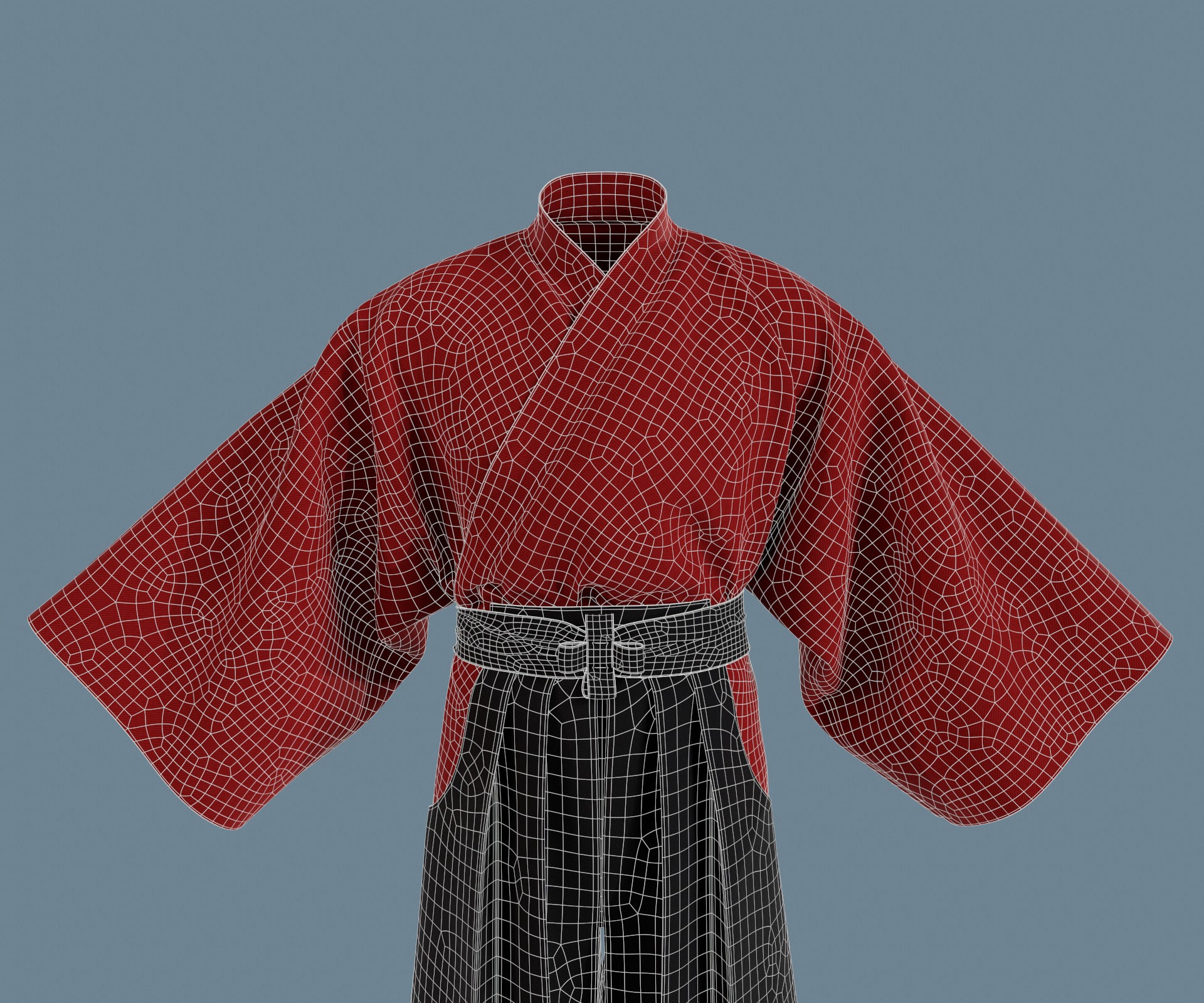 Samurai hakama Low-poly 3D model_21