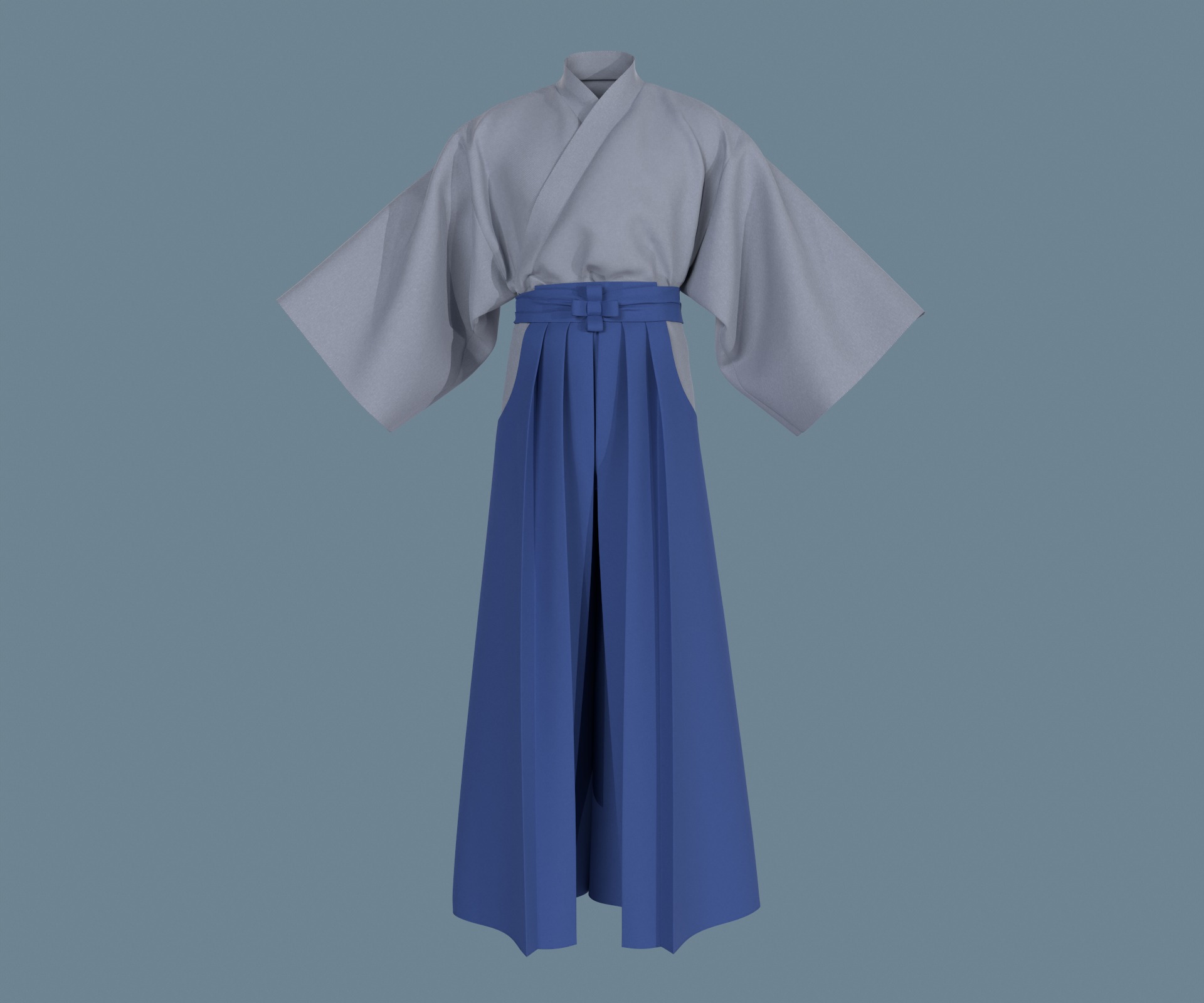 Samurai hakama Low-poly 3D model_11