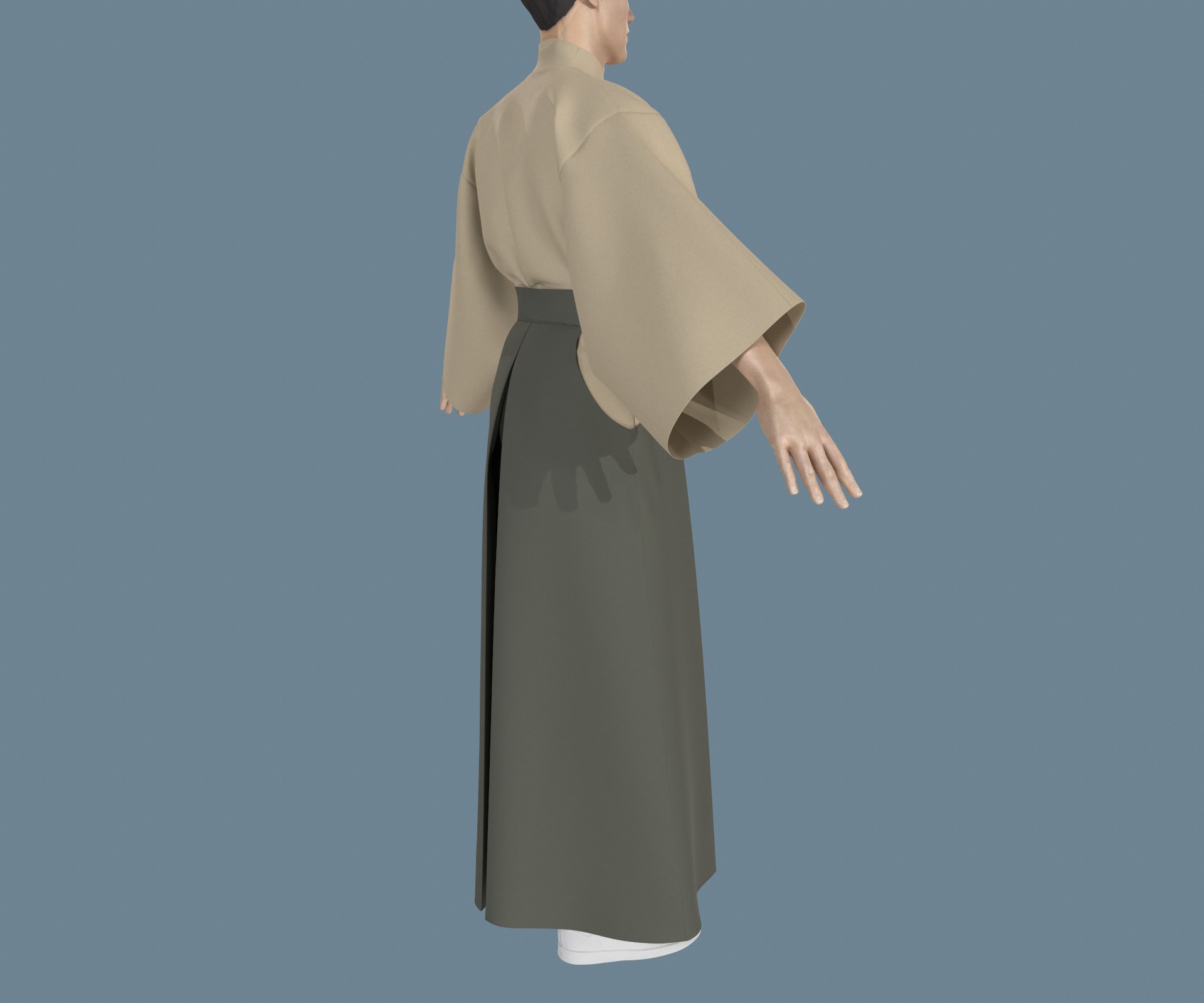 Samurai hakama Low-poly 3D model_15