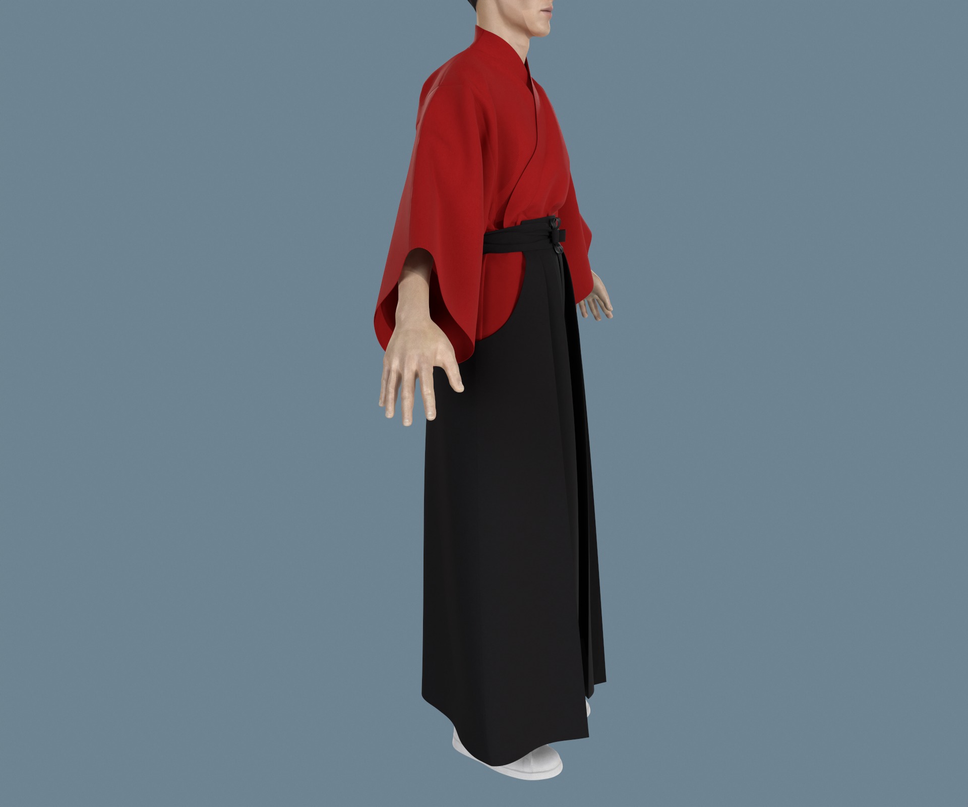 Samurai hakama Low-poly 3D model_5