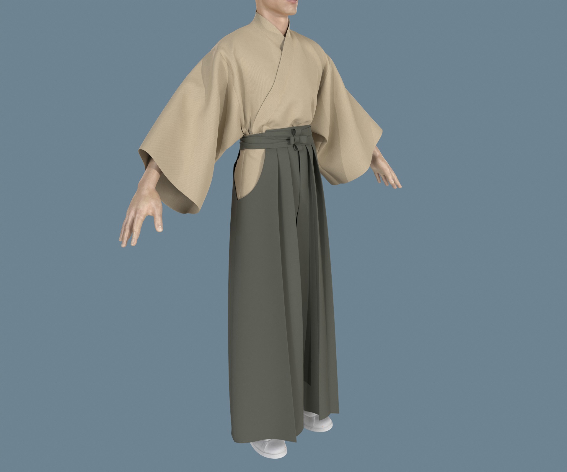 Samurai hakama Low-poly 3D model_14