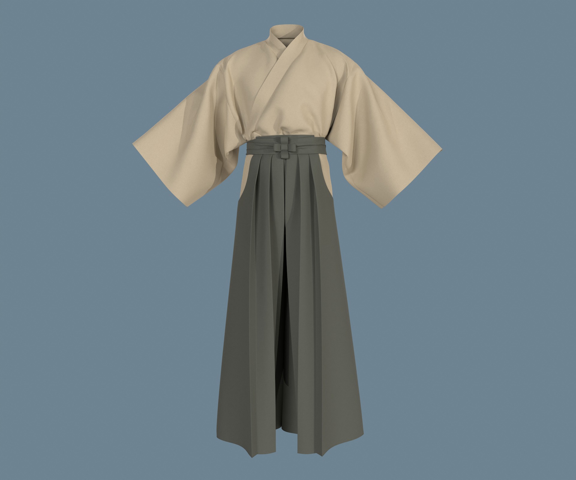 Samurai hakama Low-poly 3D model_12