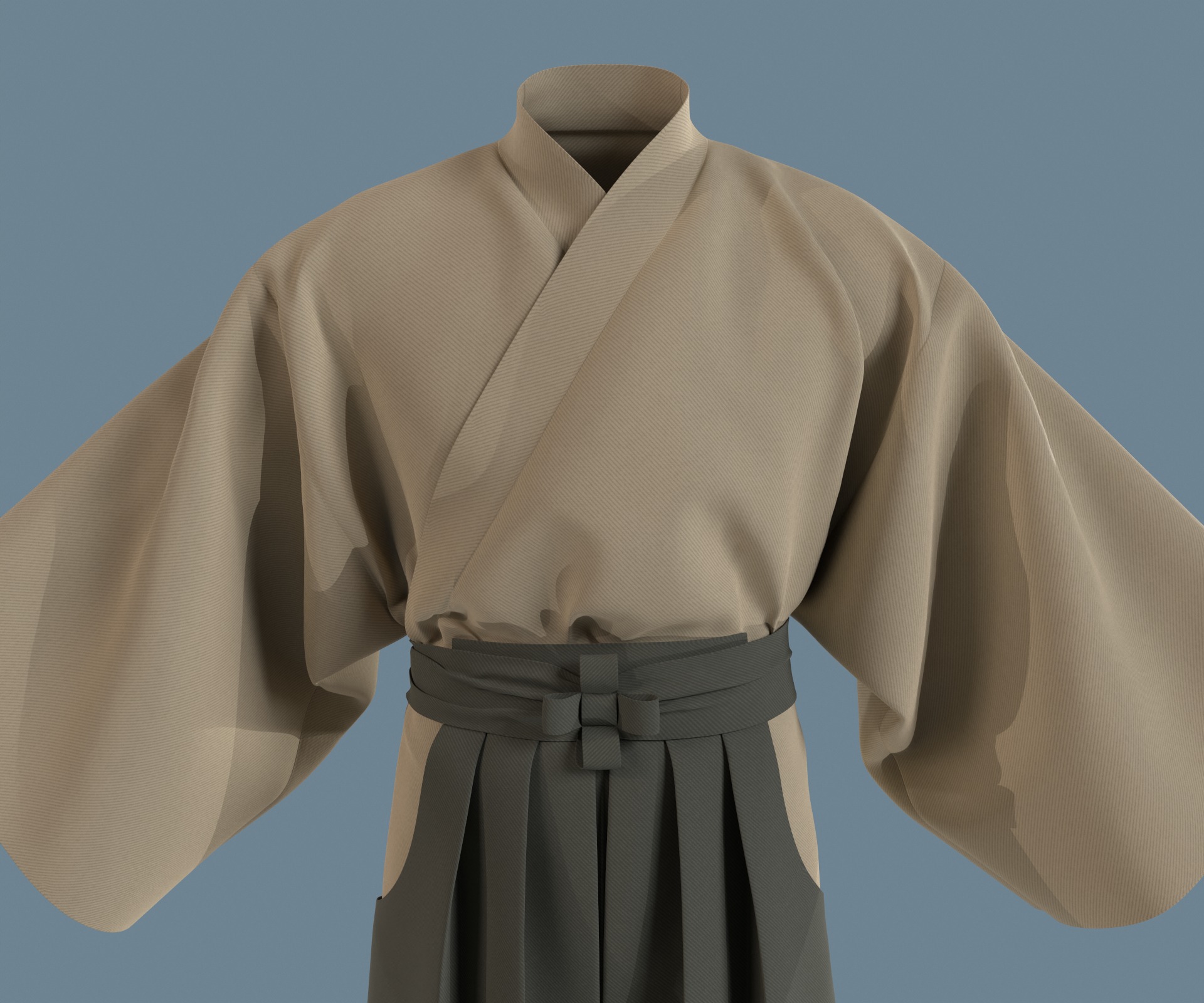 Samurai hakama Low-poly 3D model_17