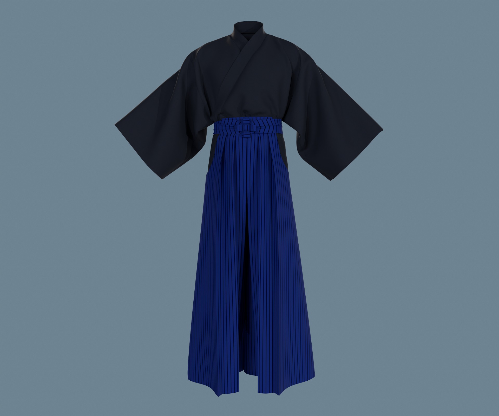 Samurai hakama Low-poly 3D model_19
