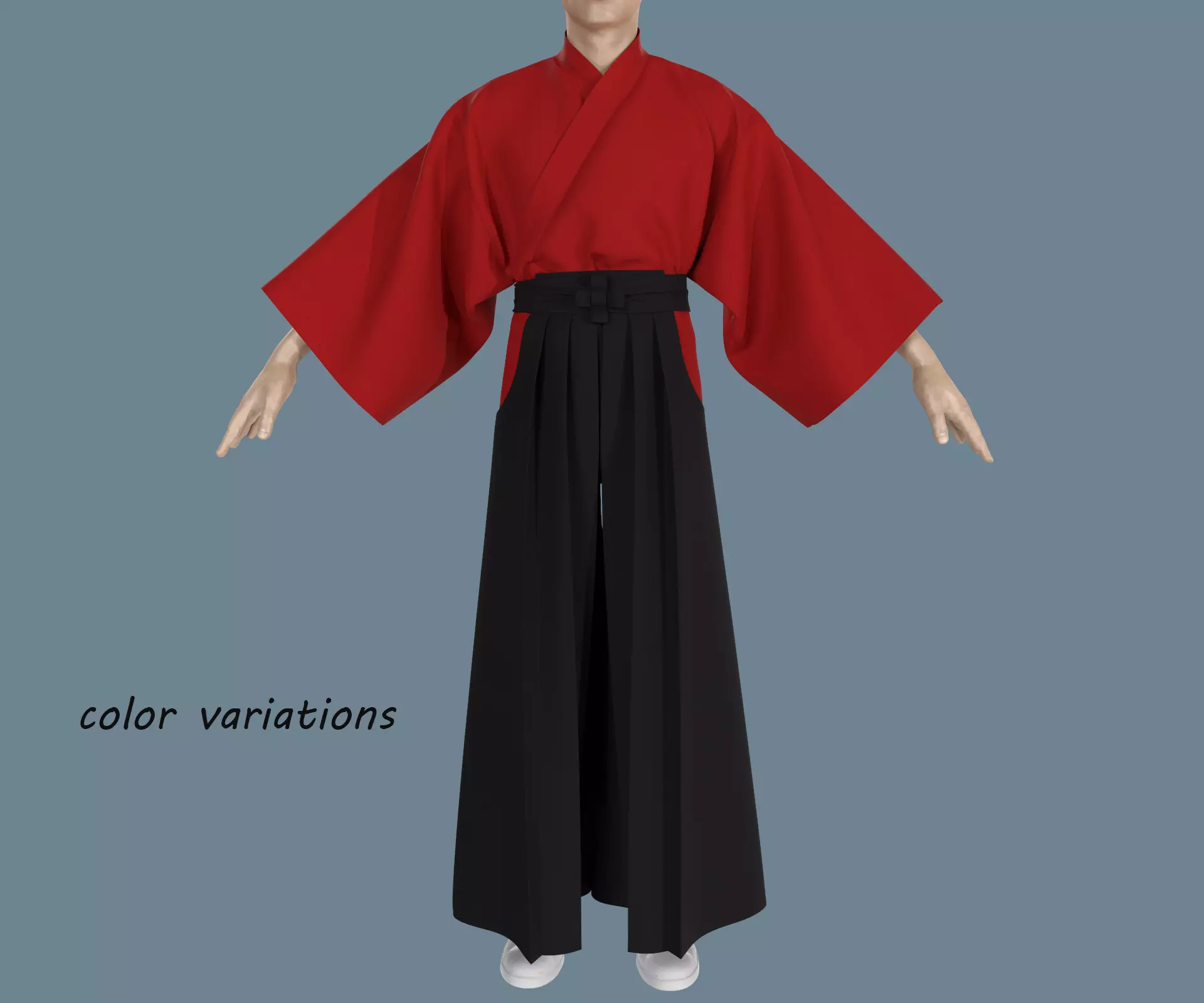 Samurai hakama Low-poly 3D model_0