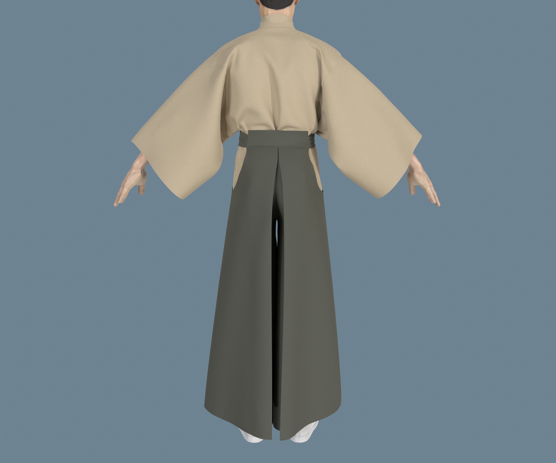 Samurai hakama Low-poly 3D model_13