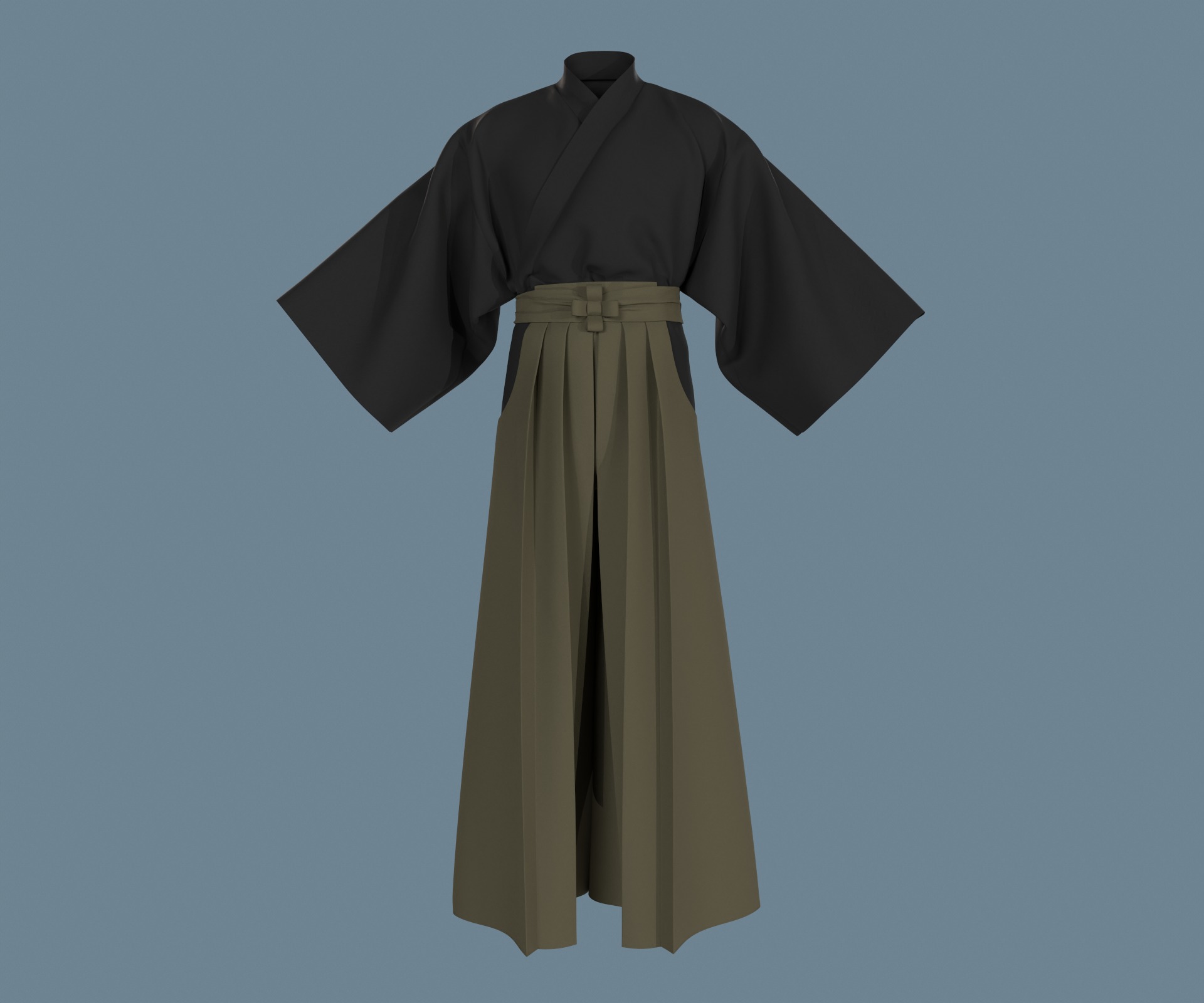 Samurai hakama Low-poly 3D model_10