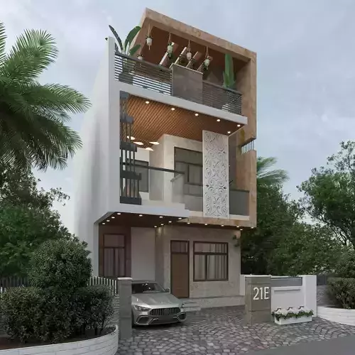 roadside stylish house exterior design 