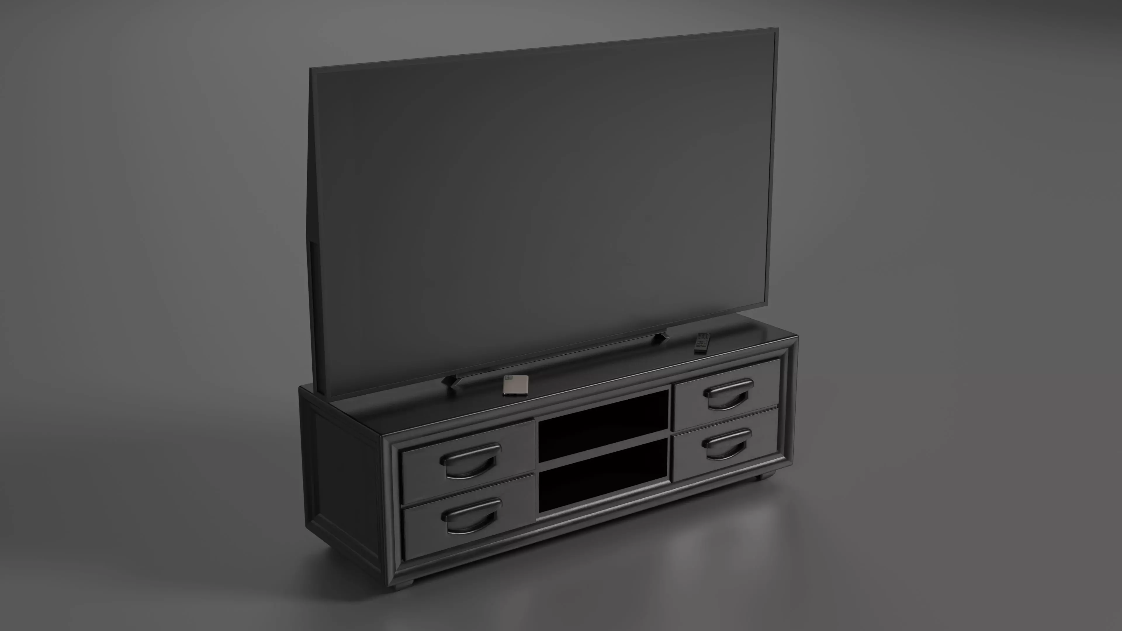 Old TV Unit Set Low-poly 3D model