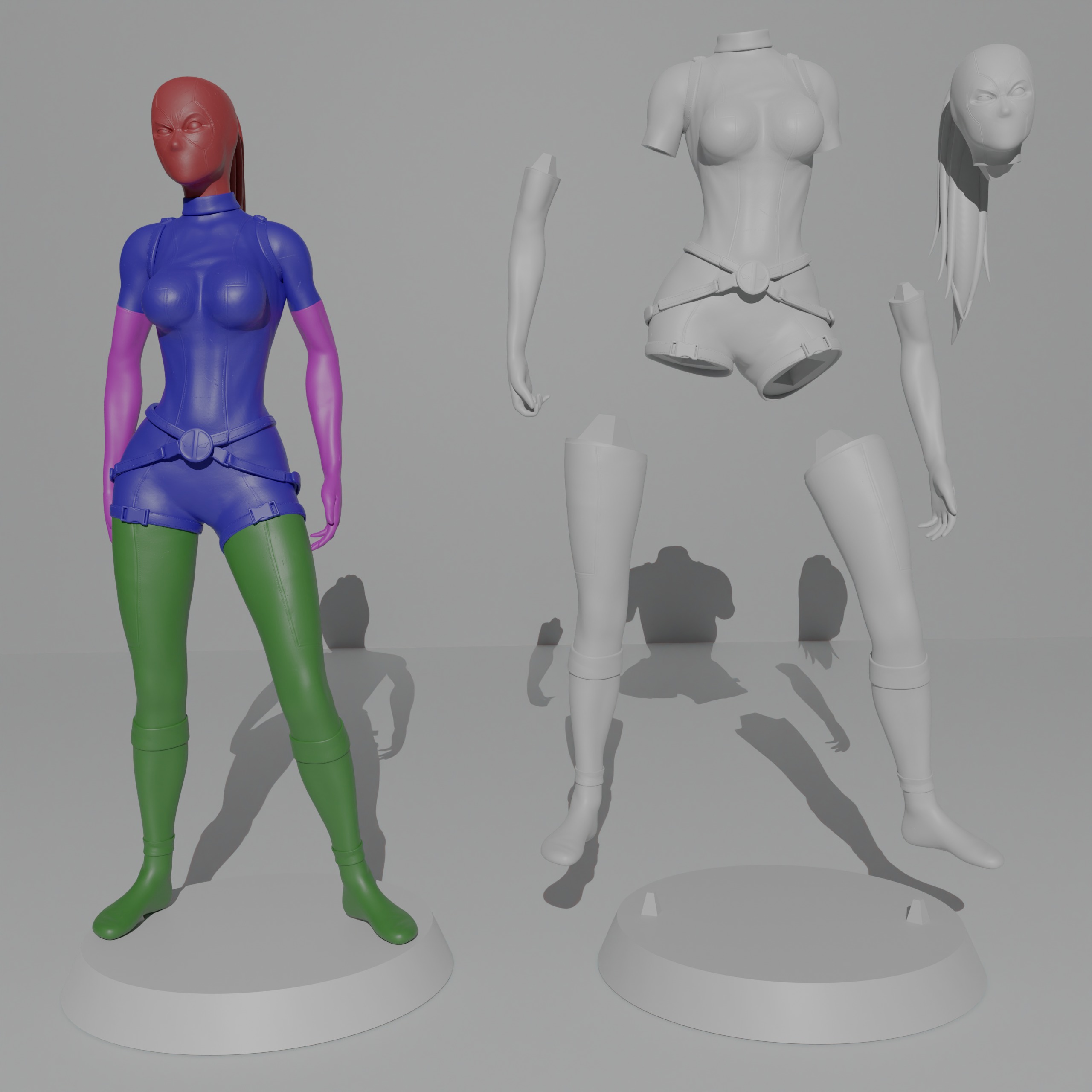 Lady Deadpool 3D print model_12