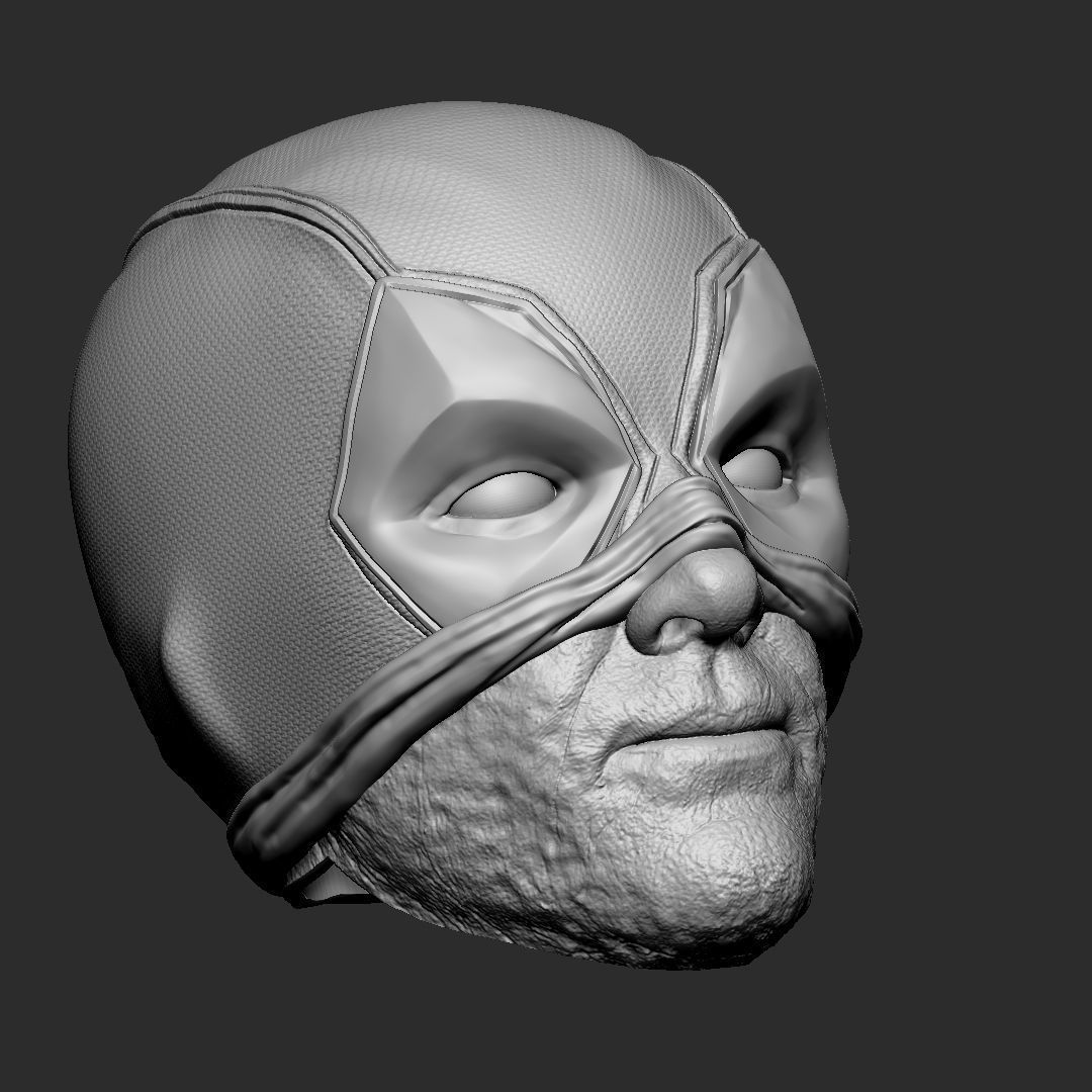 Deadpool half mask - head 3D print model_5