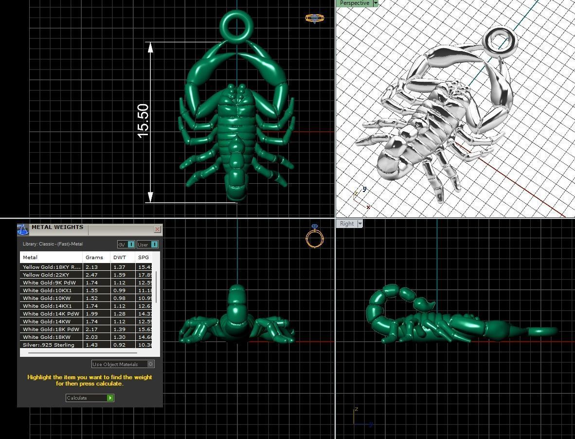 Scorpio pendant 3D print model_4