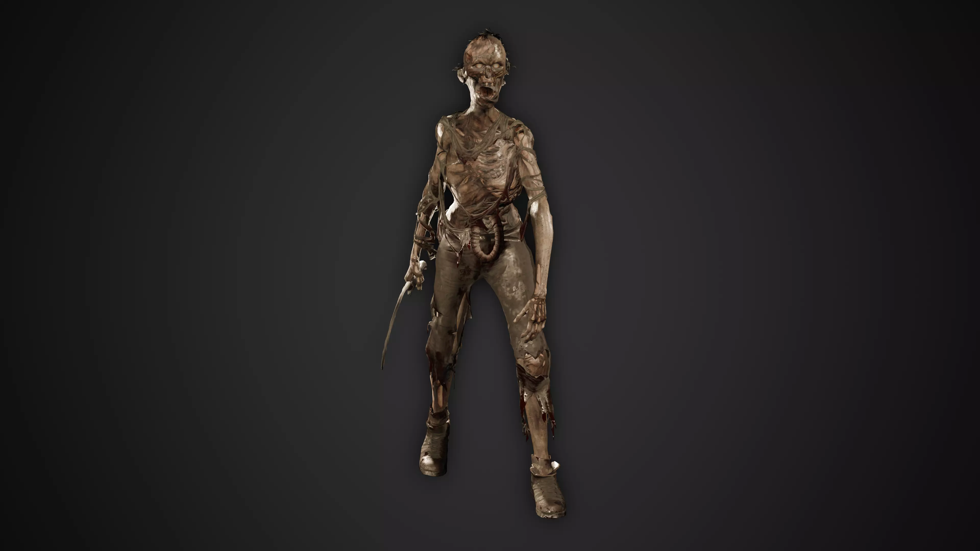 Zombie Skeleton Low-poly 3D model_0