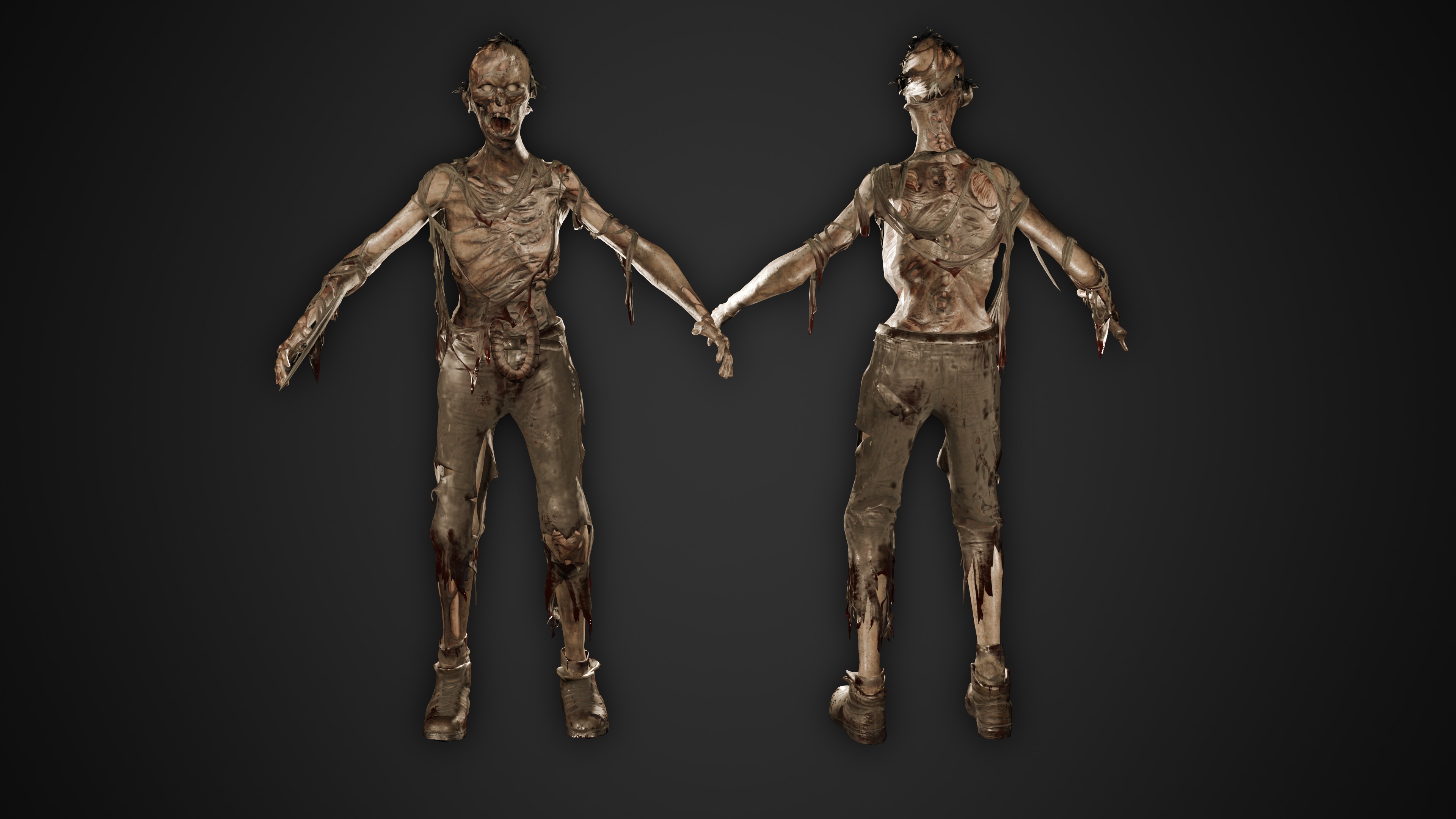 Zombie Skeleton Low-poly 3D model_2