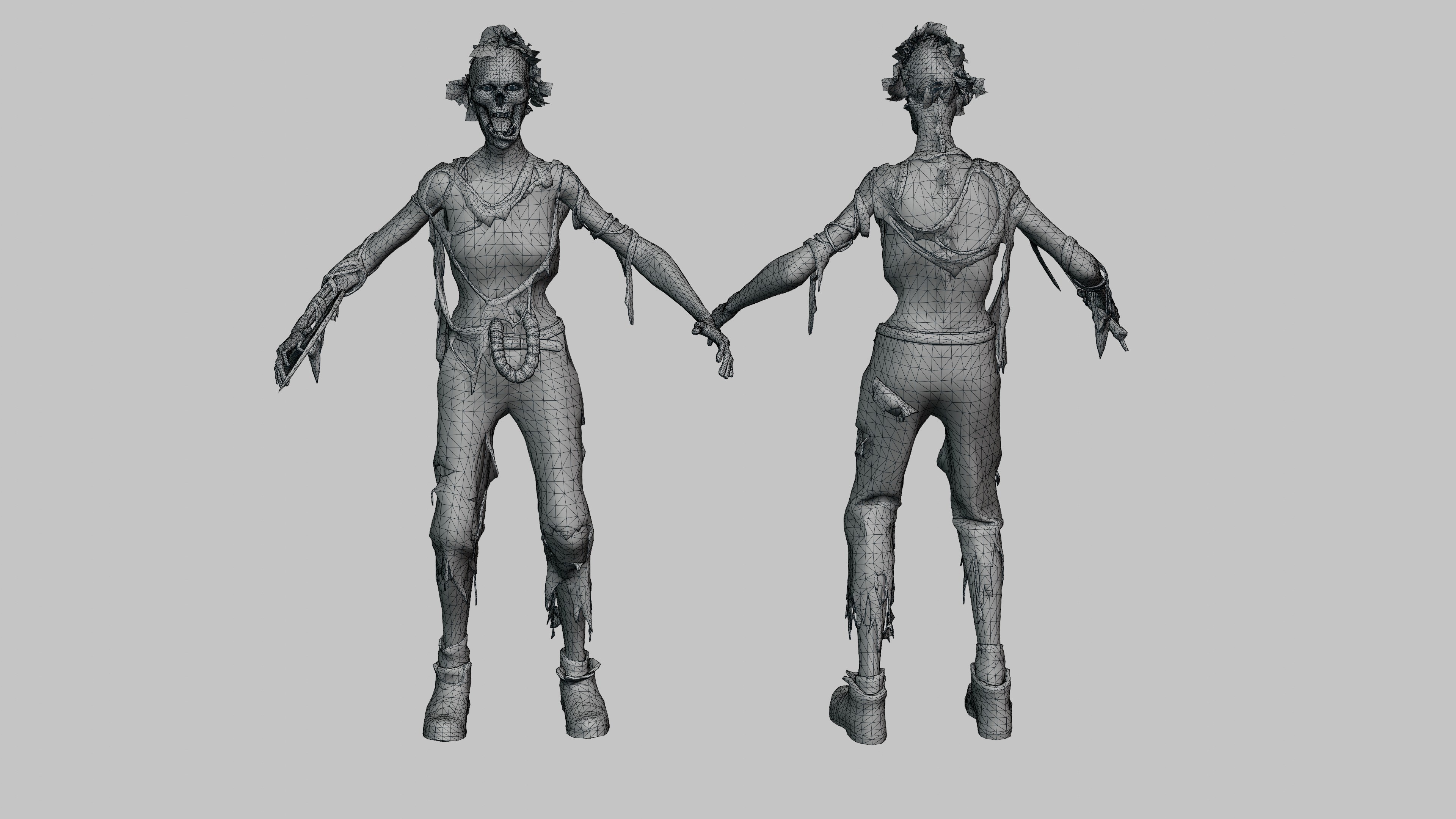 Zombie Skeleton Low-poly 3D model_3